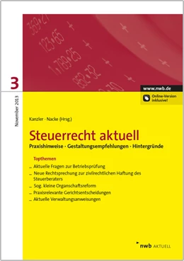 Abbildung von Kanzler / Nacke | Steuerrecht aktuell 3/2013 | 1. Auflage | 2014 | beck-shop.de