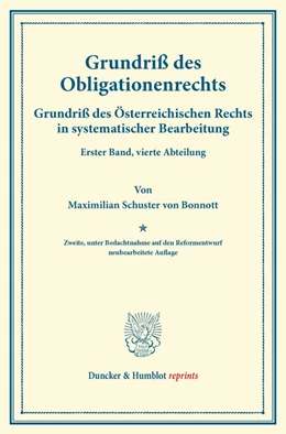 Abbildung von Schuster von Bonnott / Finger | Grundriß des Obligationenrechts. | 2. Auflage | 2014 | beck-shop.de
