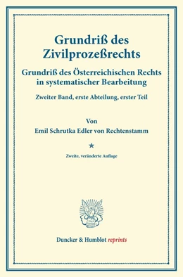 Abbildung von Schrutka Edler von Rechtenstamm / Finger | Grundriß des Zivilprozeßrechts. | 2. Auflage | 2014 | beck-shop.de