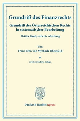 Abbildung von Myrbach-Rheinfeld / Finger | Grundriß des Finanzrechts. | 2. Auflage | 2014 | beck-shop.de