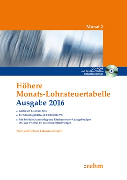 Abbildung von Höhere Monats-Lohnsteuertabelle 2016 | 1. Auflage | 2016 | beck-shop.de