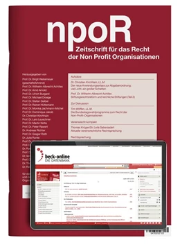 Abbildung von npoR • Zeitschrift für das Recht der Non Profit Organisationen | 10. Auflage | 2024 | beck-shop.de