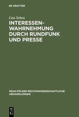 Abbildung von Scheu | Interessenwahrnehmung durch Rundfunk und Presse | 1. Auflage | 1965 | 39 | beck-shop.de