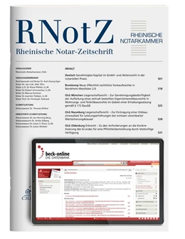 Abbildung von RNotZ • Rheinische Notar-Zeitschrift | 163. Auflage | 2024 | beck-shop.de