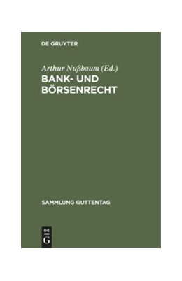 Abbildung von Nußbaum | Bank- und Börsenrecht | 1. Auflage | 1927 | 169 | beck-shop.de