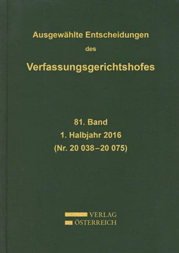 Abbildung von Verfassungsgerichtshof | Ausgewählte Entscheidungen des Verfassungsgerichtshofes | 1. Auflage | 2017 | beck-shop.de