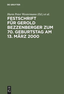 Abbildung von Westermann / Mock | Festschrift für Gerold Bezzenberger zum 70. Geburtstag am 13. März 2000 | 1. Auflage | 2000 | beck-shop.de