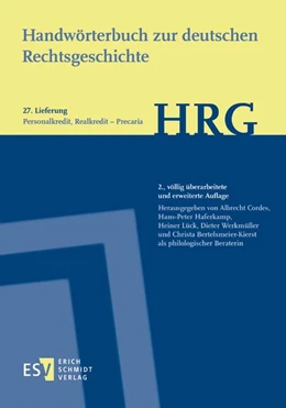 Abbildung von Cordes / Haferkamp | Handwörterbuch zur deutschen Rechtsgeschichte (HRG) – Lieferungsbezug – - - Lieferung 27: Personalkredit, Realkredit–Precaria | 2. Auflage | 2018 | beck-shop.de