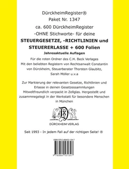 Abbildung von DürckheimRegister® Sparpaket Steuerberater - ohne Stichworte | 2. Auflage | 2022 | beck-shop.de