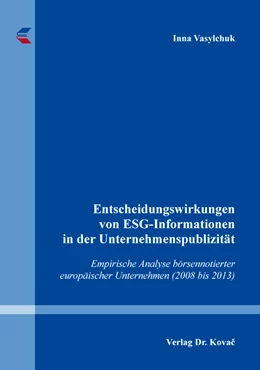 Abbildung von Vasylchuk | Entscheidungswirkungen von ESG-Informationen in der Unternehmenspublizität | 1. Auflage | 2020 | 170 | beck-shop.de