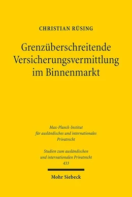 Abbildung von Rüsing | Grenzüberschreitende Versicherungsvermittlung im Binnenmarkt | 1. Auflage | 2020 | 433 | beck-shop.de