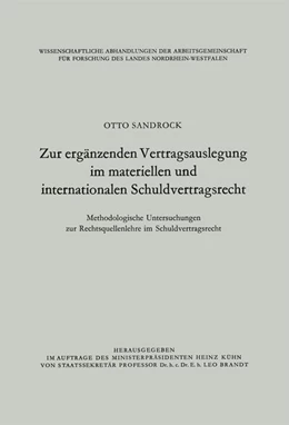 Abbildung von Sandrock | Zur ergänzenden Vertragsauslegung im materiellen und internationalen Schuldvertragsrecht | 1. Auflage | 2013 | beck-shop.de