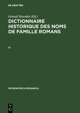Abbildung von Taverdet | Dictionnaire historique des noms de famille romans (IV) | 1. Auflage | 2017 | beck-shop.de