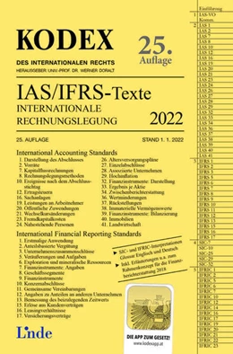 Abbildung von Wagenhofer / Doralt | KODEX Internationale Rechnungslegung IAS/IFRS - Texte 2022 | 25. Auflage | 2022 | beck-shop.de