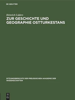 Abbildung von Lüders | Zur Geschichte und Geographie Ostturkestans | 1. Auflage | 1923 | beck-shop.de