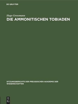 Abbildung von Gressmann | Die ammonitischen Tobiaden | 1. Auflage | 1922 | beck-shop.de