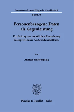 Abbildung von Scheibenpflug | Personenbezogene Daten als Gegenleistung. | 1. Auflage | 2022 | beck-shop.de