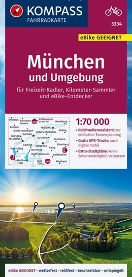 Abbildung von KOMPASS Fahrradkarte 3334 München und Umgebung 1:70.000 | 1. Auflage | 2022 | beck-shop.de