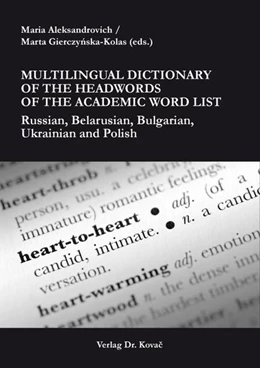 Abbildung von Aleksandrovich / Gierczynska-Kolas | Multilingual Dictionary of the Headwords of the Academic Words List | 1. Auflage | 2022 | 33 | beck-shop.de