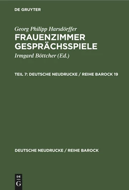 Abbildung von Böttcher | Georg Philipp Harsdörffer: Frauenzimmer Gesprächsspiele. Teil 7 | 1. Auflage | 2022 | beck-shop.de
