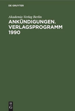 Abbildung von Berlin | Ankündigungen. Verlagsprogramm 1990 | 1. Auflage | 1989 | beck-shop.de