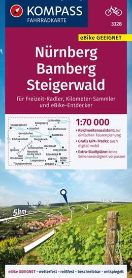 Abbildung von KOMPASS Fahrradkarte 3328 Nürnberg, Bamberg, Steigerwald 1:70.000 | 1. Auflage | 2023 | beck-shop.de