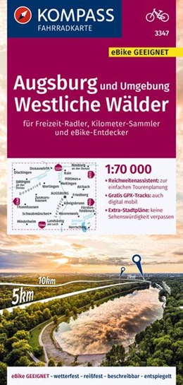 Abbildung von KOMPASS Fahrradkarte 3347 Augsburg und Umgebung, Westliche Wälder 1:70.000 | 1. Auflage | 2023 | beck-shop.de