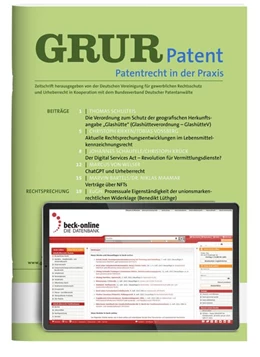 Abbildung von GRUR Patent • Patentrecht in der Praxis | 1. Auflage | 2024 | beck-shop.de