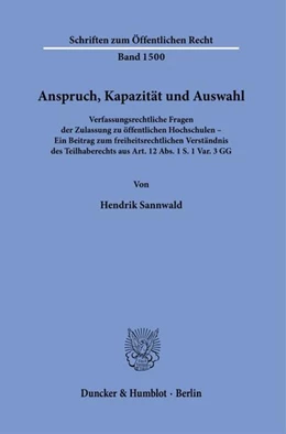 Abbildung von Sannwald | Anspruch, Kapazität und Auswahl. | 1. Auflage | 2023 | beck-shop.de