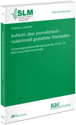Abbildung von Gersdorf | Aufsicht über journalistisch-redaktionell gestaltete Telemedien | 1. Auflage | 2023 | 29 | beck-shop.de