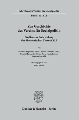 Abbildung von Spahn | Zur Geschichte des Vereins für Socialpolitik. | 1. Auflage | 2023 | beck-shop.de