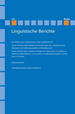 Abbildung von Steinbach / Meister | Linguistische Berichte Heft 276 | 1. Auflage | 2023 | 276 | beck-shop.de