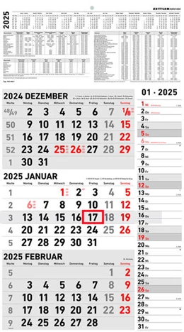 Abbildung von Zettler Kalender | 3-Monatskalender Kombi 2025 - Büro-Kalender 33x45 cm (geöffnet) mit Datumsschieber - Zettler - 957-0011 | 1. Auflage | 2024 | beck-shop.de