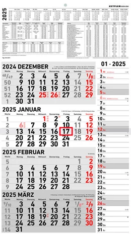 Abbildung von Zettler Kalender | 4-Monatskalender Kombi 2025 - Büro-Kalender 33x45 cm (geöffnet) - mit Datumsschieber - Zettler - 961-0011 | 1. Auflage | 2024 | beck-shop.de