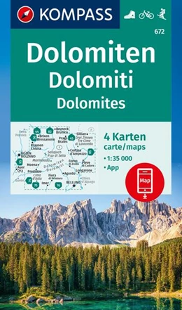 Abbildung von KOMPASS Wanderkarten-Set 672 Dolomiten, Dolomiti, Dolomites (4 Karten) 1:35.000 | 3. Auflage | 2024 | beck-shop.de