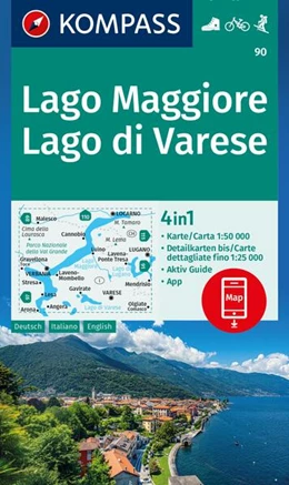 Abbildung von KOMPASS Wanderkarte 90 Lago Maggiore, Lago di Varese 1:50.000 | 3. Auflage | 2024 | beck-shop.de