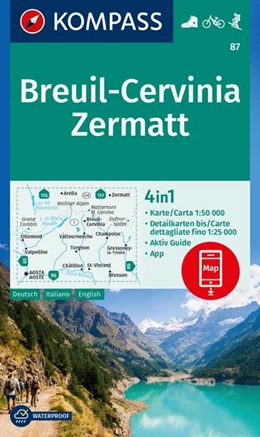Abbildung von KOMPASS Wanderkarte 87 Breuil-Cervinia, Zermatt 1:50.000 | 2. Auflage | 2024 | beck-shop.de
