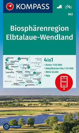 Abbildung von KOMPASS Wanderkarte 862 Biosphärenregion Elbtalaue-Wendland 1:50.000 | 1. Auflage | 2024 | beck-shop.de