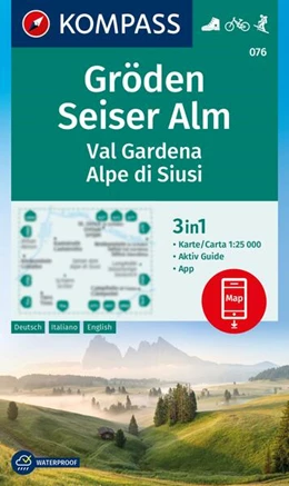 Abbildung von KOMPASS Wanderkarte 076 Gröden, Seiser Alm / Val Gardena, Alpe di Siusi 1:25.000 | 2. Auflage | 2024 | beck-shop.de