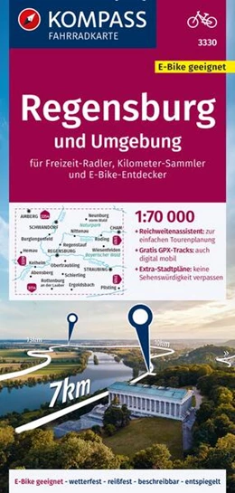Abbildung von KOMPASS Fahrradkarte 3330 Regensburg und Umgebung 1:70.000 | 2. Auflage | 2024 | beck-shop.de