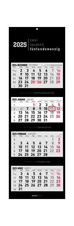 Abbildung von Alpha Edition | 4-Monatskalender Black 2025 - Büro-Kalender 33x20 cm (geschlossen), 33x100 (geöffnet) - faltbar - mit Datumsschieber - Alpha Edition | 4. Auflage | 2024 | beck-shop.de