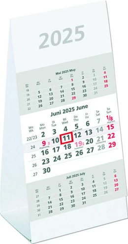 Abbildung von Zettler Kalender | 3-Monats-Aufstellkalender 2025 - 10,5x14,5 cm - 3 Monate auf 1 Seite - mit Kopftafel und Datumsschieber - Mehrmonatskalender - 980-0000 | 1. Auflage | 2024 | beck-shop.de