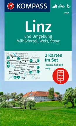 Abbildung von KOMPASS Wanderkarten-Set 202 Linz und Umgebung, Mühlviertel, Wels, Steyr (2 Karten) 1:50.000 | 3. Auflage | 2024 | beck-shop.de