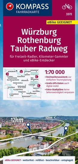 Abbildung von KOMPASS Fahrradkarte 3372 Würzburg, Rothenburg, Radweg Liebliches Taubertal 1:70.000 | 1. Auflage | 2024 | beck-shop.de