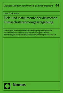 Abbildung von Kohlrausch | Ziele und Instrumente der deutschen Klimaschutzrahmengesetzgebung | 1. Auflage | 2023 | beck-shop.de