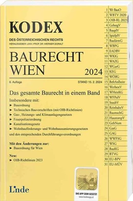 Abbildung von Fuchs / Doralt | KODEX Baurecht Wien 2024 | 6. Auflage | 2024 | beck-shop.de