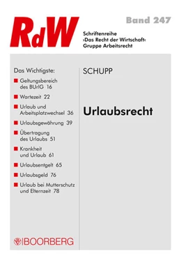 Abbildung von Schupp | Urlaubsrecht | 1. Auflage | 2017 | beck-shop.de