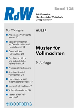 Abbildung von Huber | Muster für Vollmachten | 9. Auflage | 2018 | beck-shop.de