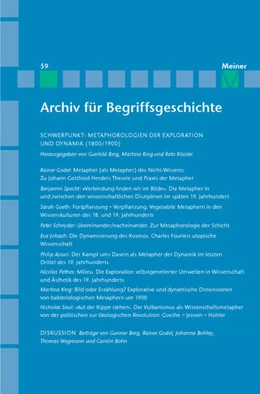 Abbildung von Berg / King | Archiv für Begriffsgeschichte. Band 59: Metaphorologien der Exploration und Dynamik (1800/1900) | 1. Auflage | 2018 | beck-shop.de