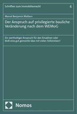 Abbildung von Mattern | Der Anspruch auf privilegierte bauliche Veränderung nach dem WEMoG | 1. Auflage | 2024 | 4 | beck-shop.de
